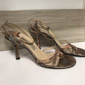 Jimmy Cho Lizard Sandal heels size 6.5